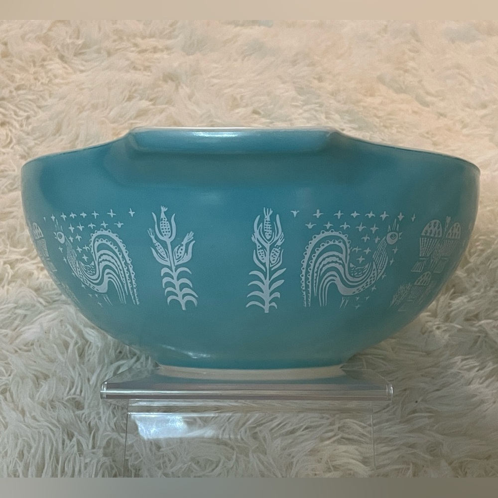 Vintage Pyrex Amish Butterprint Turquoise Cinderella Bowl 444 4QT Gorgeous! - Picture 2 of 10